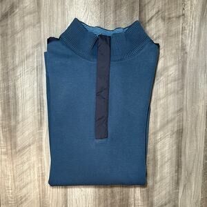 Hugo Boss “Sidney” Cotton Mock‑Neck ¼‑Zip Pullover – Navy Blue – Men’s XL